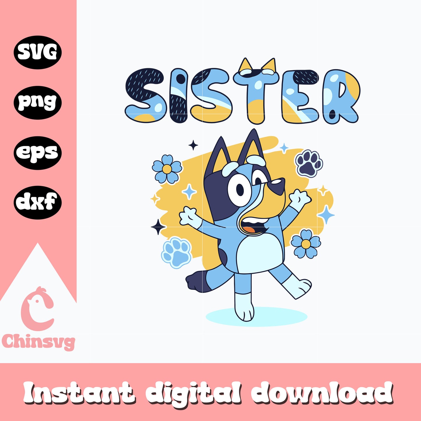 Bluey sister character svg, bluey cartoon svg, cartoon svg