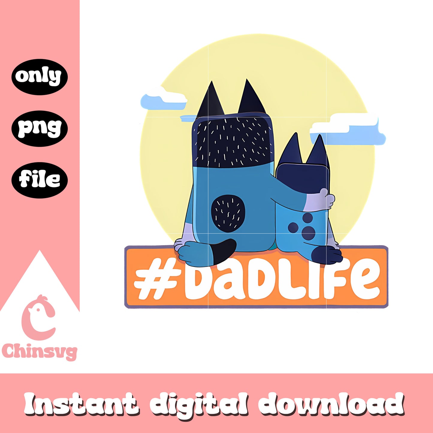 Bluey and dad hashtag dad life png, bluey dad character png