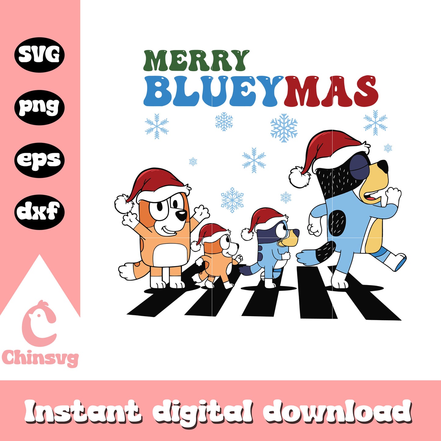 Bluey and family merry blueymas svg, bluey christmas svg