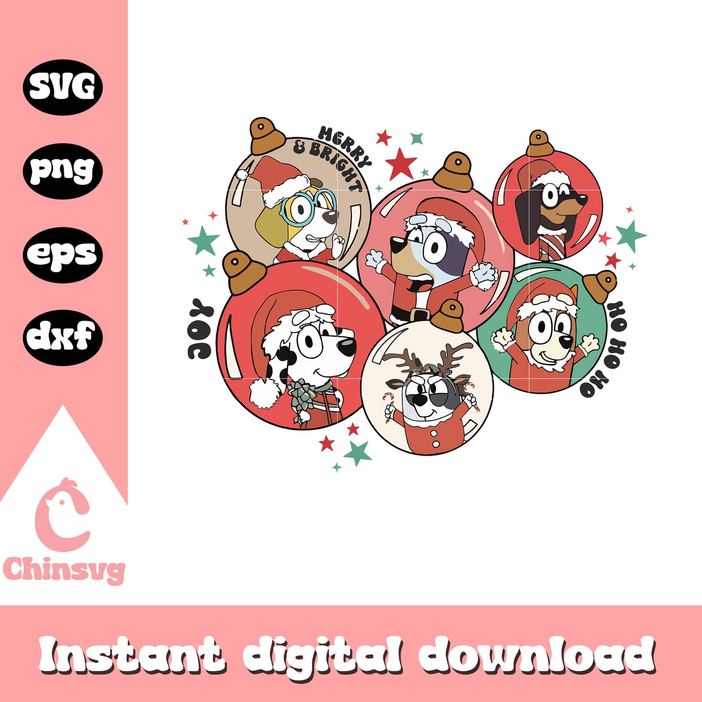 Bluey and friends christmas bauble svg, bluey christmas episode svg