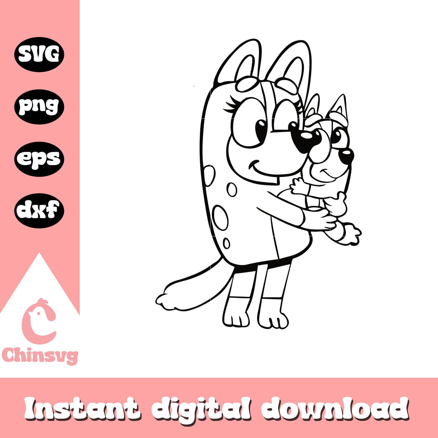 Bluey and mom art svg, Bluey characters svg, cartoon svg