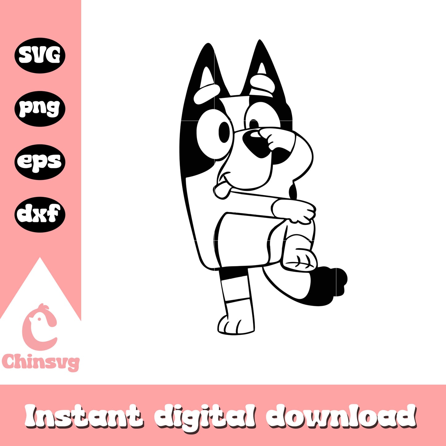 Bluey art funny face svg, bluey cartoon cast svg, cartoon svg