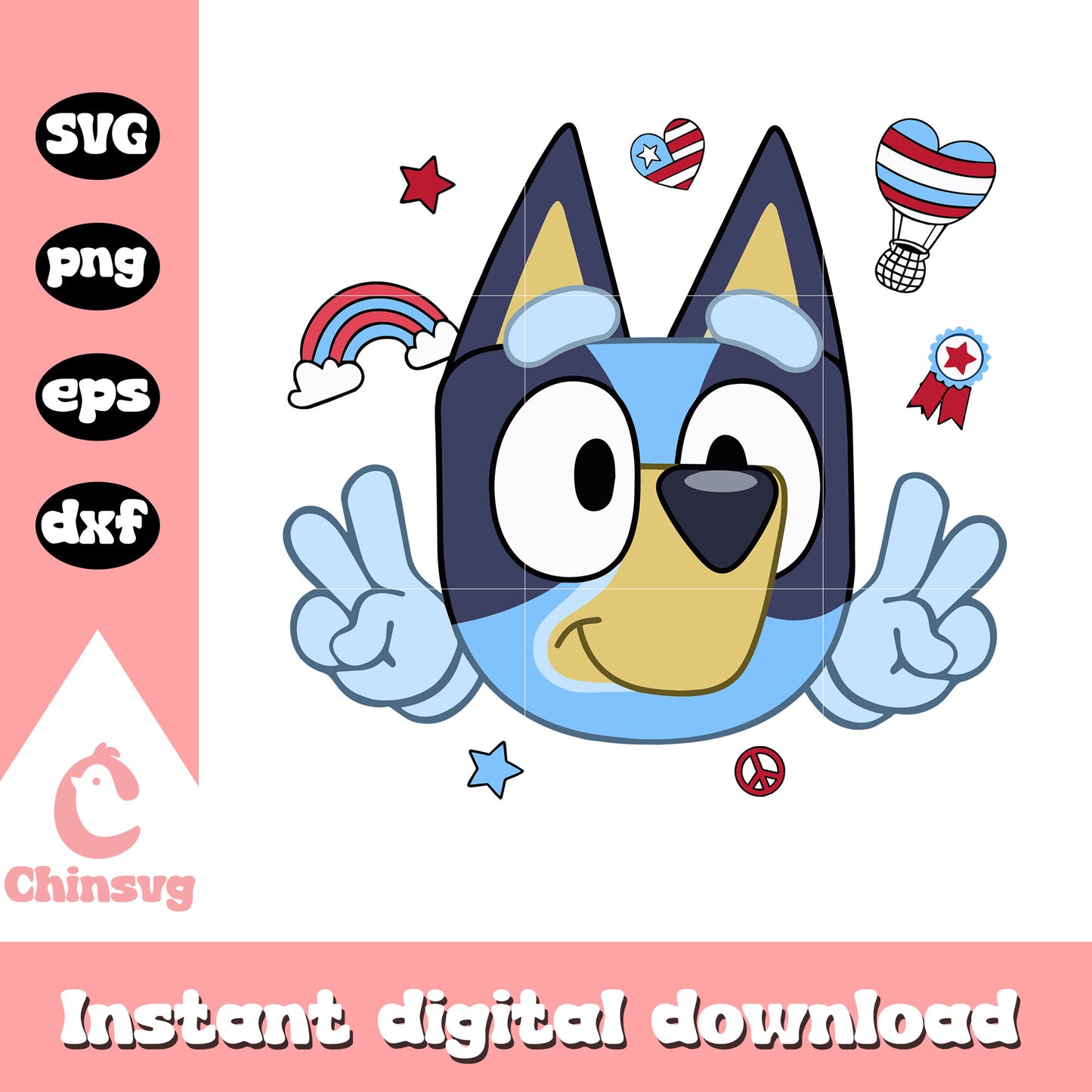 Bluey cartoon character svg, bluey face svg, cartoon svg