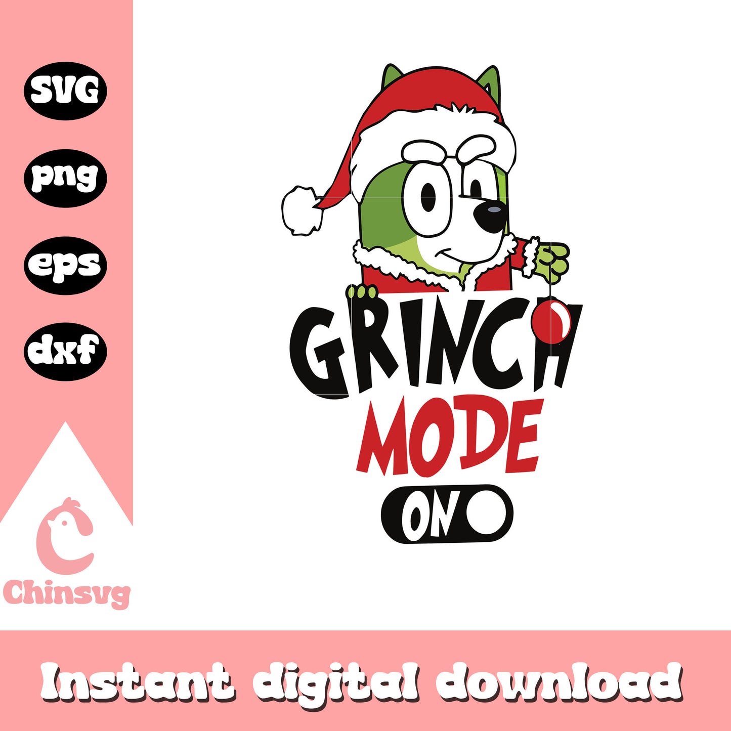 Bluey grinch mode on christmas design svg, bluey grinch svg