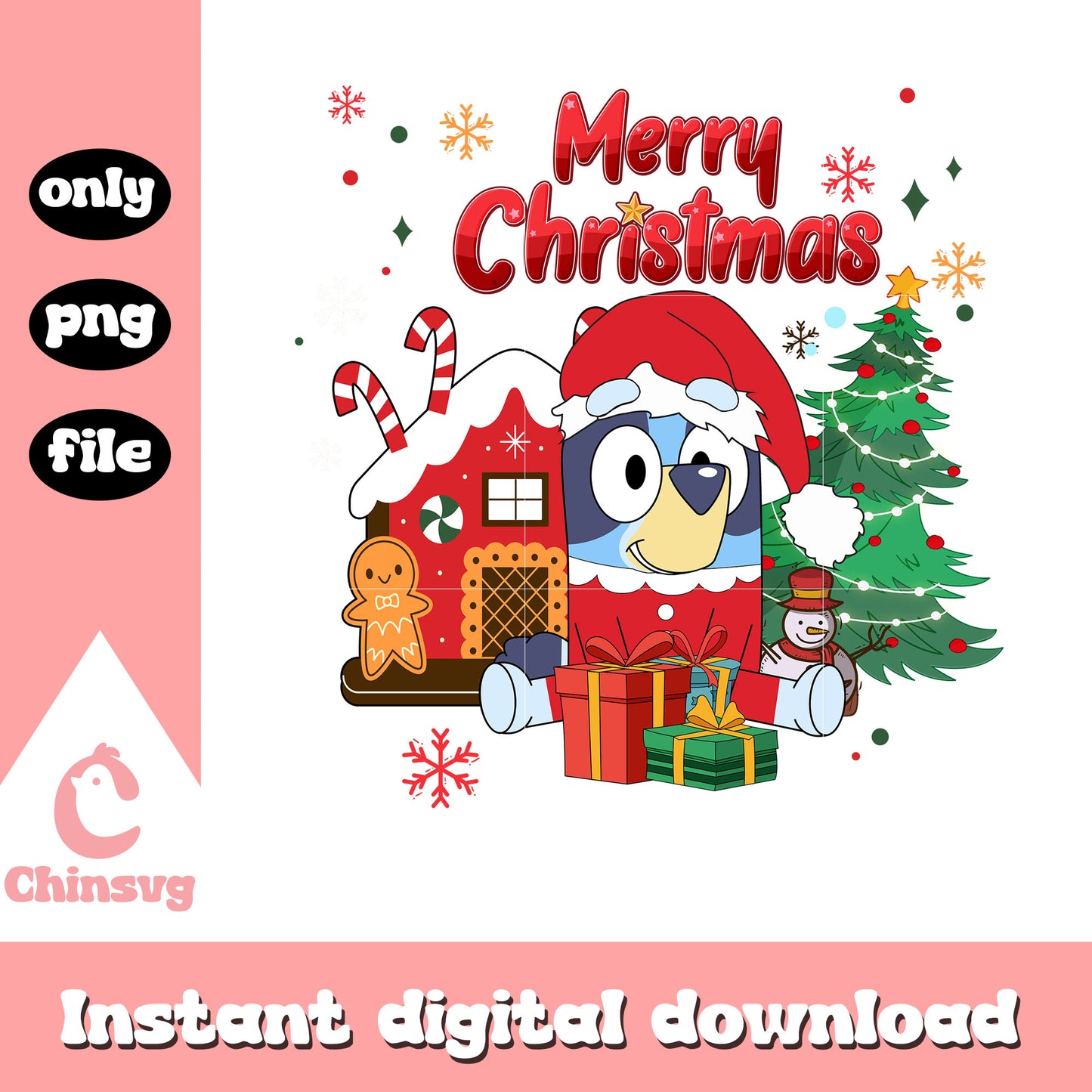Bluey merry christmas tree design png, bluey cartoon png
