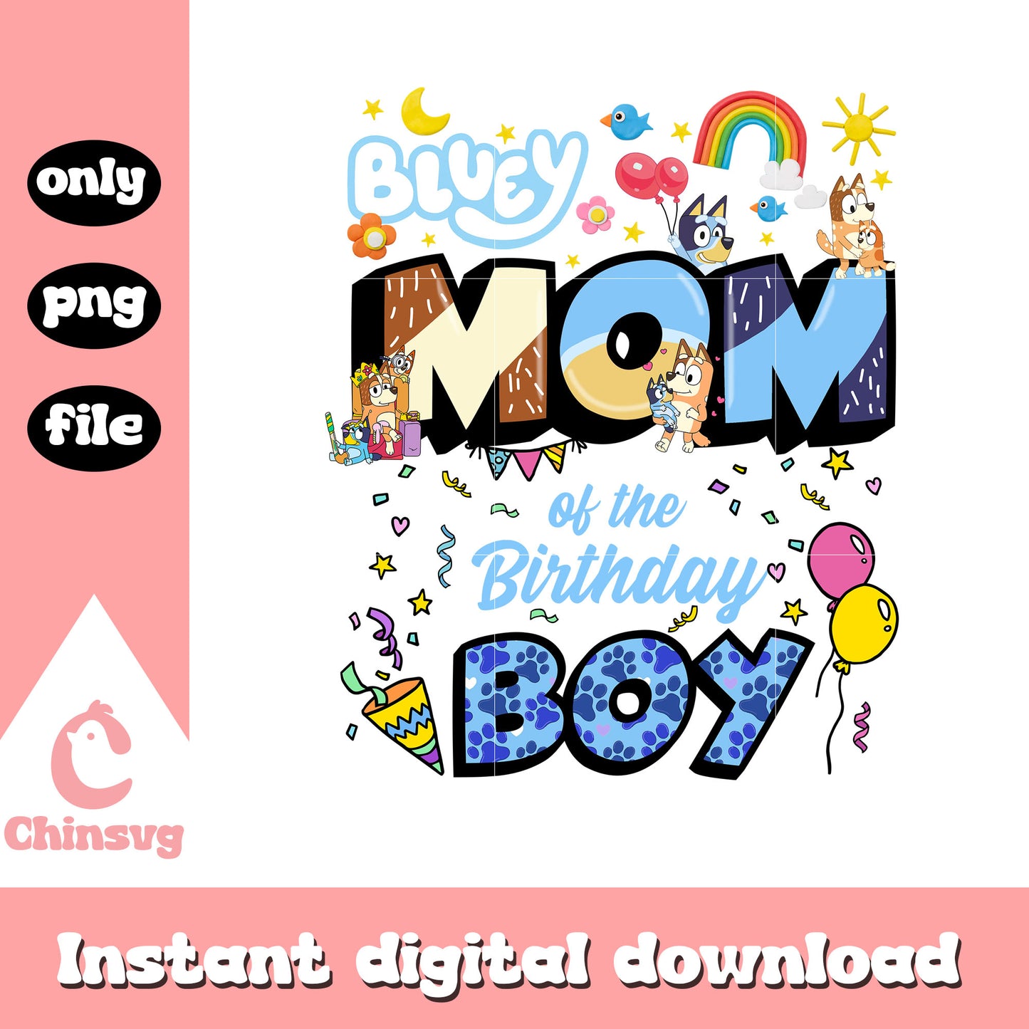 Bluey mom of the birthday boy png, birthday cartoon png, bluey png