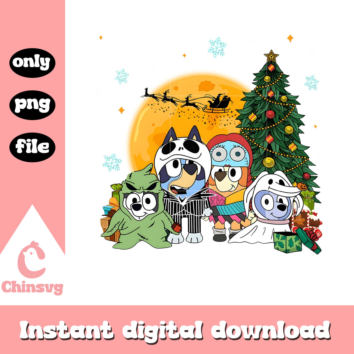 Bluey nightmare before christmas design png, bluey christmas tree png