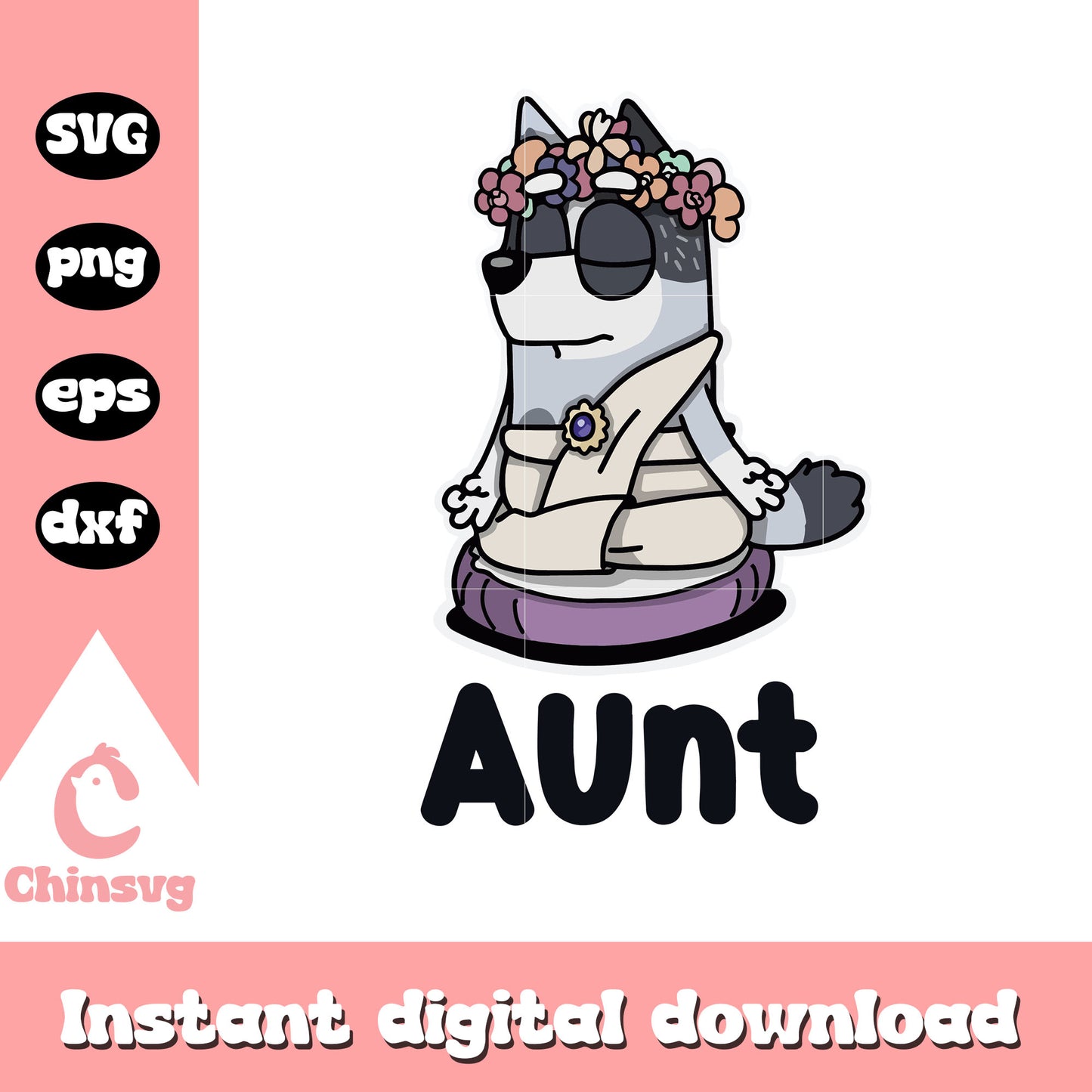 Blueys aunt Trixie meditate svg, Trixie Heeler svg, cartoon svg