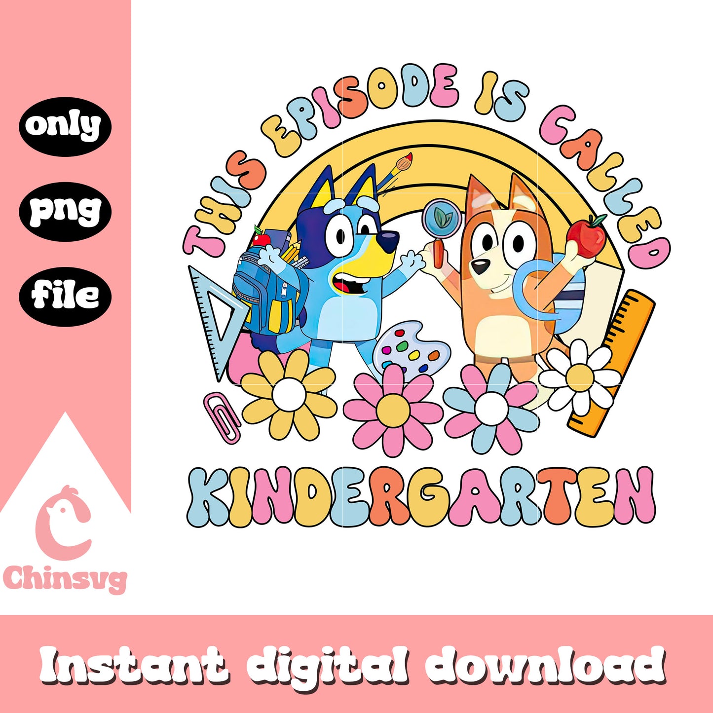 Bluey this episode is called kindergarten png, bluey bingo art png