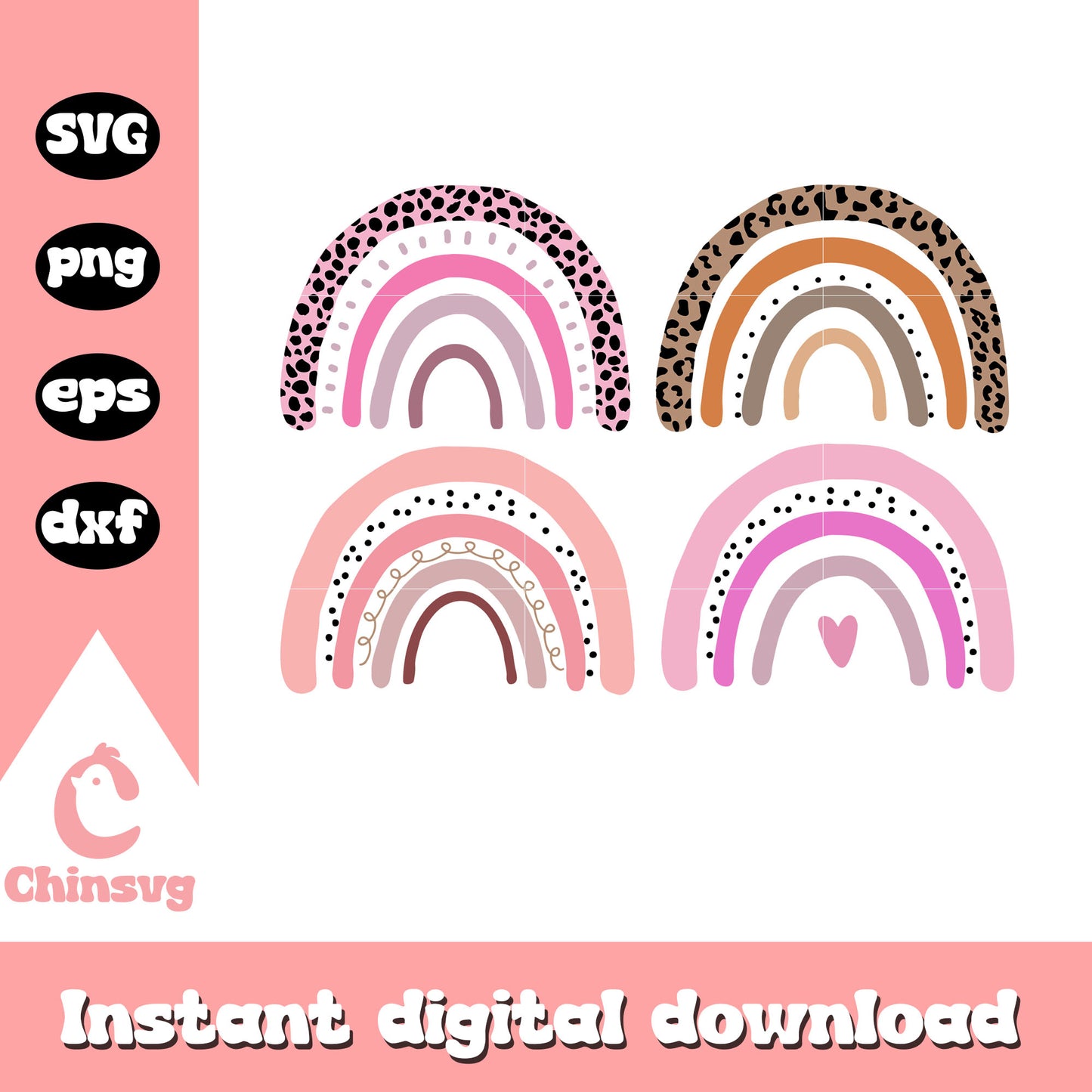 Boho rainbow svg, Rainbow vintage pattern svg, Rainbow svg