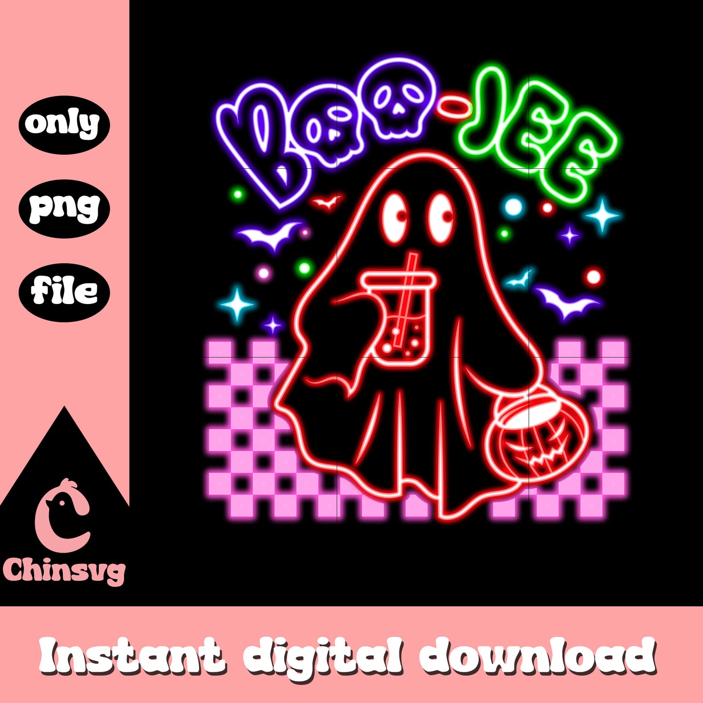Boo-jee halloween ghost neon png, halloween quote png
