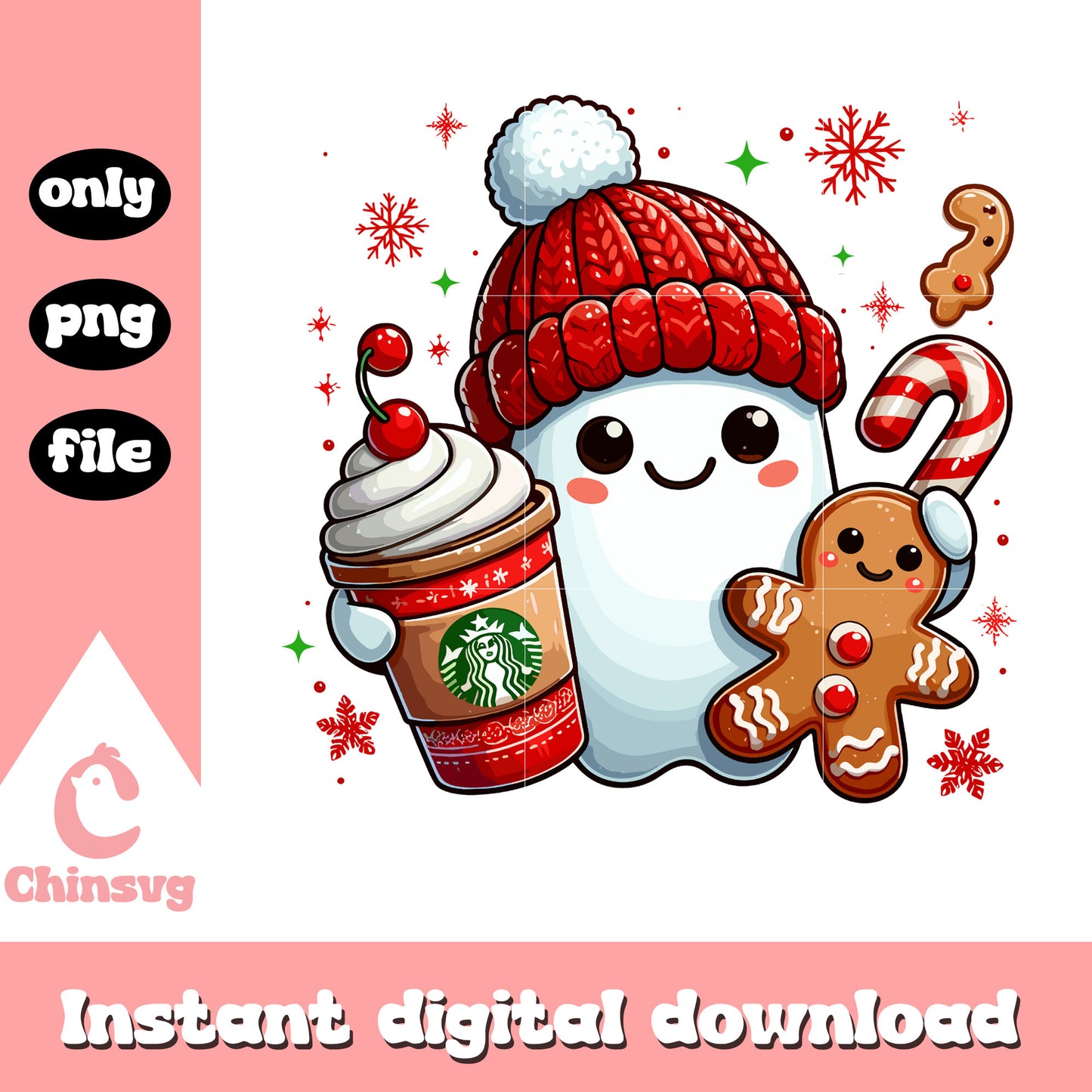Boo and gingerbread png, merry christmas png