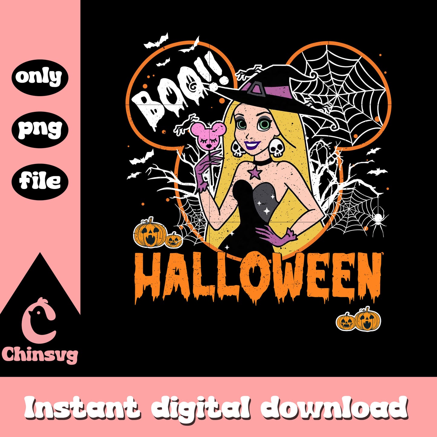 Boo halloween rapunzel mickey ear design png, rapunzel princess png