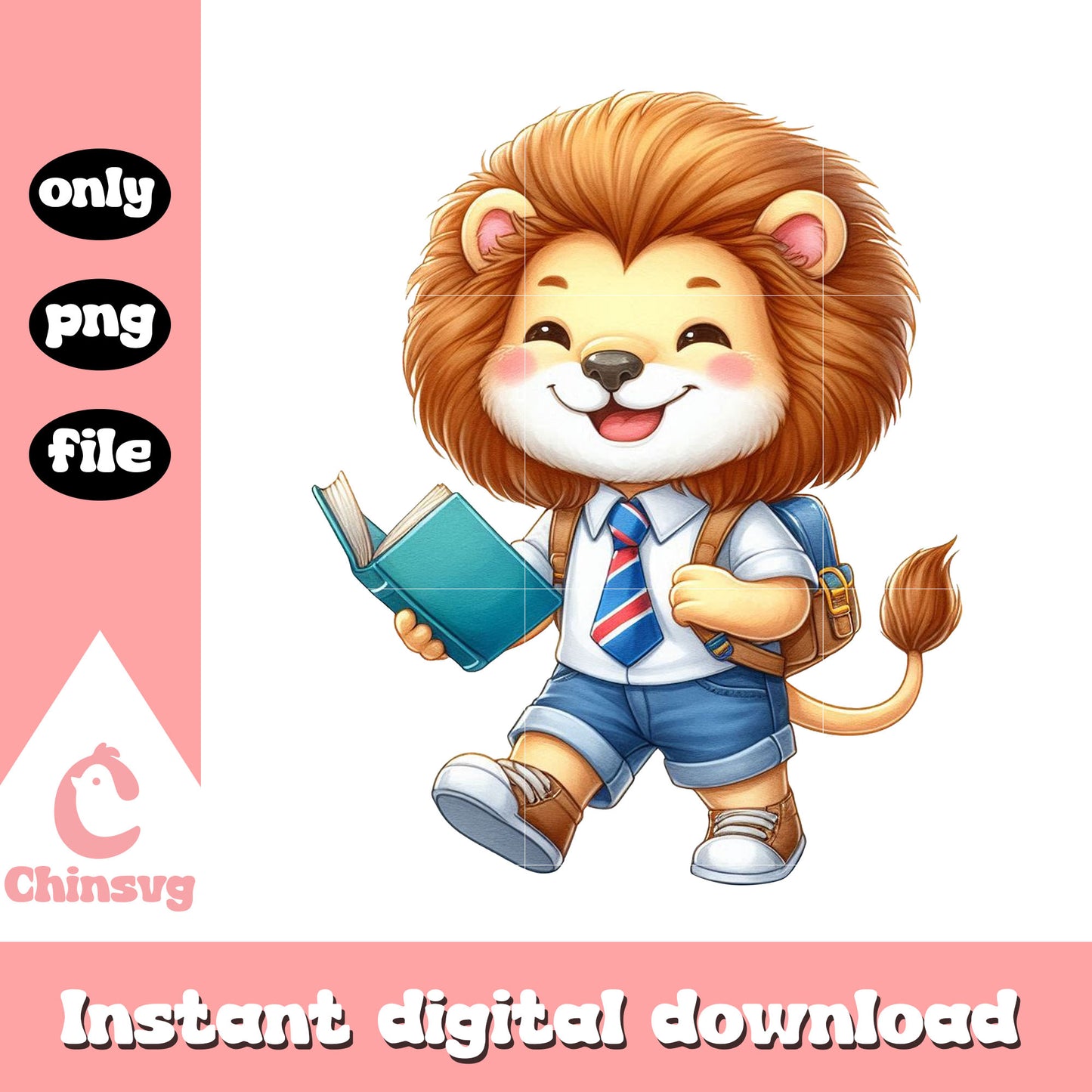 Book club lion learning design png, school on cartoon png