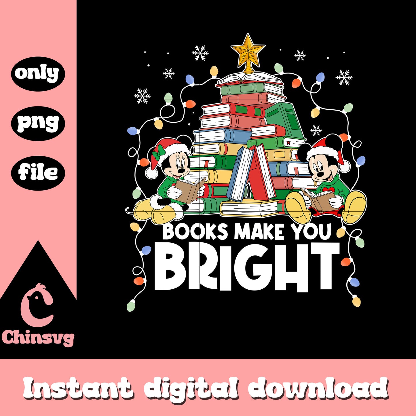 Books christmas lights mickey png, mickey characters png