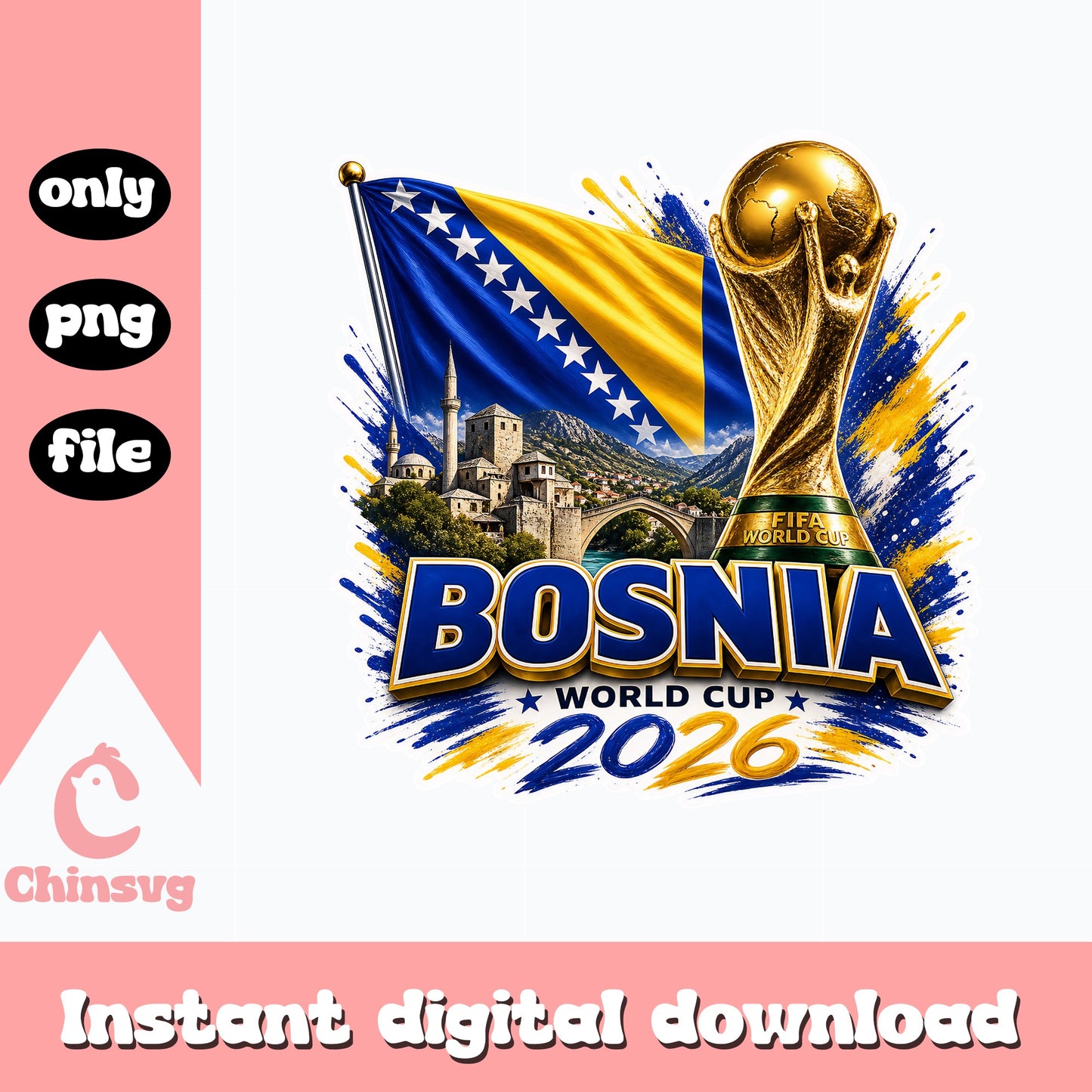 Bosnia World Cup 2026 PNG, Bosnia Football Flag, Soccer PNG