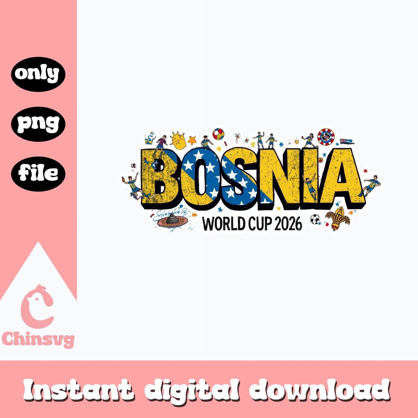 Bosnia World Cup 2026 PNG, Bosnia Soccer Fan Shirt, Football PNG