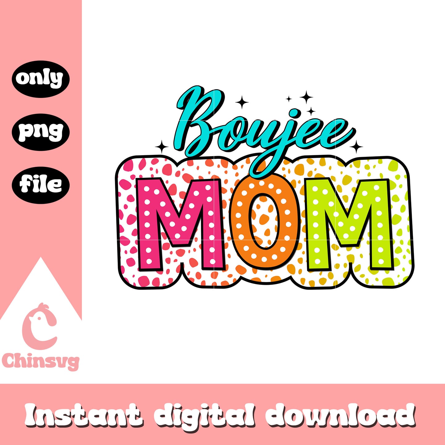 Boujee mom logo colorful png, boujee mama png, logo png