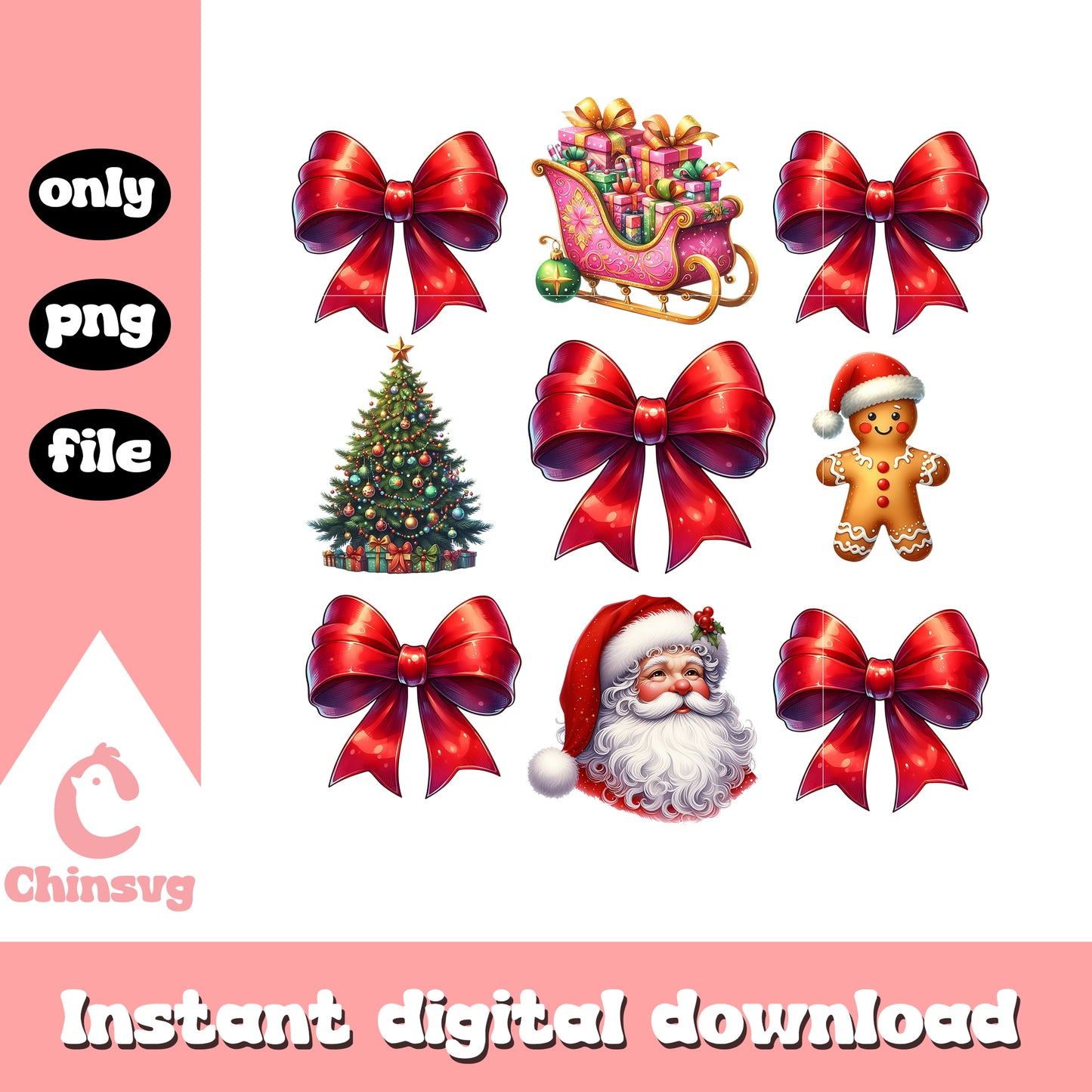 Bow tie christmas design png, red christmas bow png, christmas png