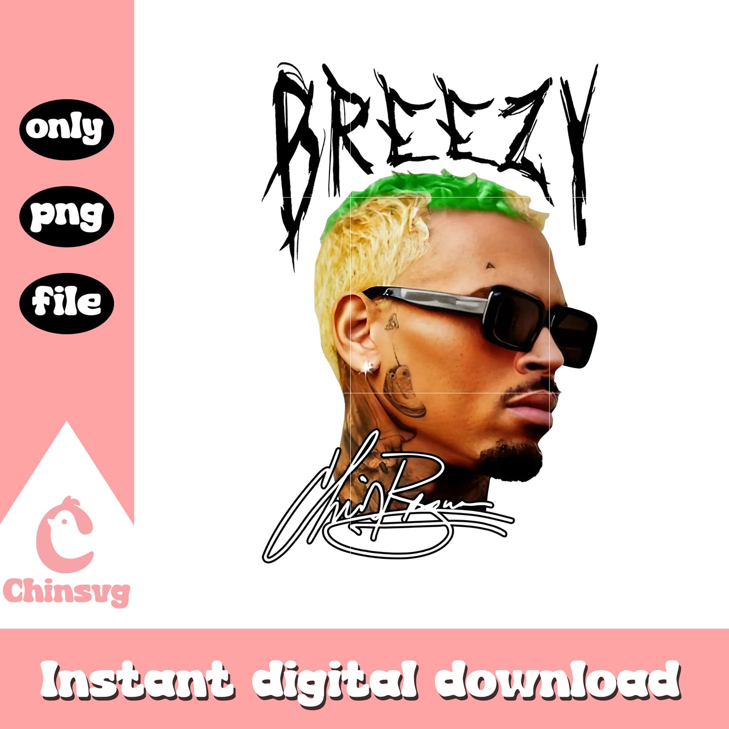 Breezy chris brown face design png, chris brown chris png
