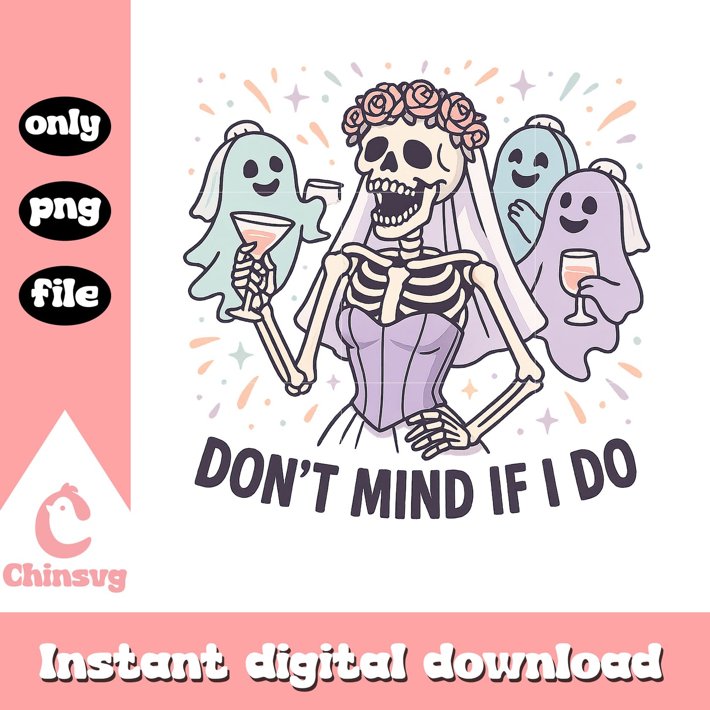 Bride skeleton don't mind if i do design png, skeleton halloween png