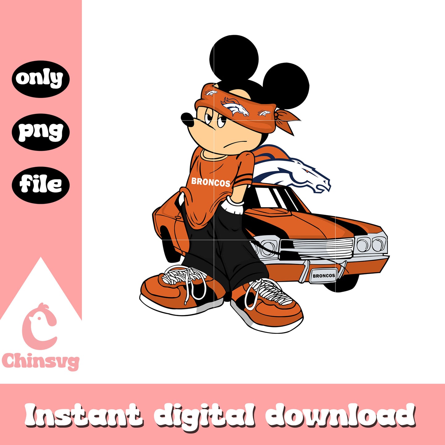 Broncos mickey gangster logo png, nfl denver broncos png