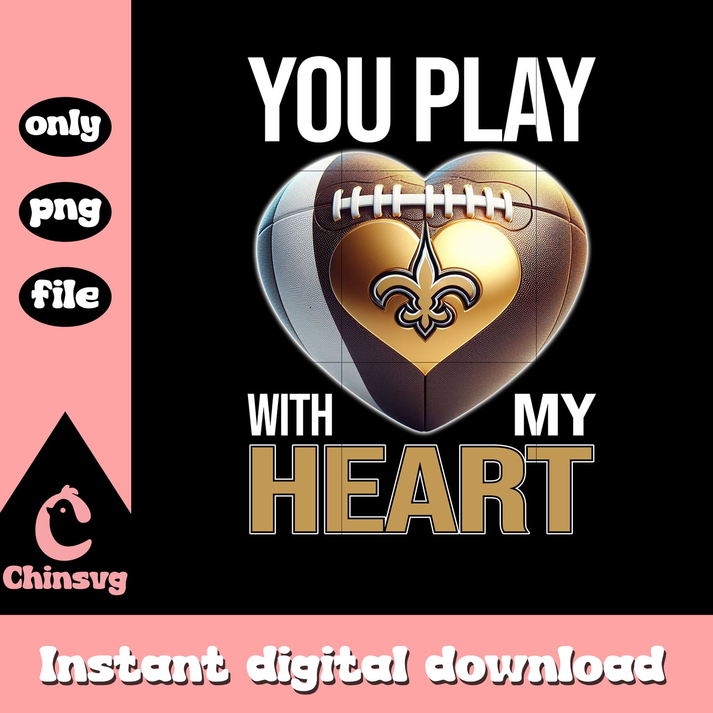 Brown heart saints images png, nfl new orleans saints png