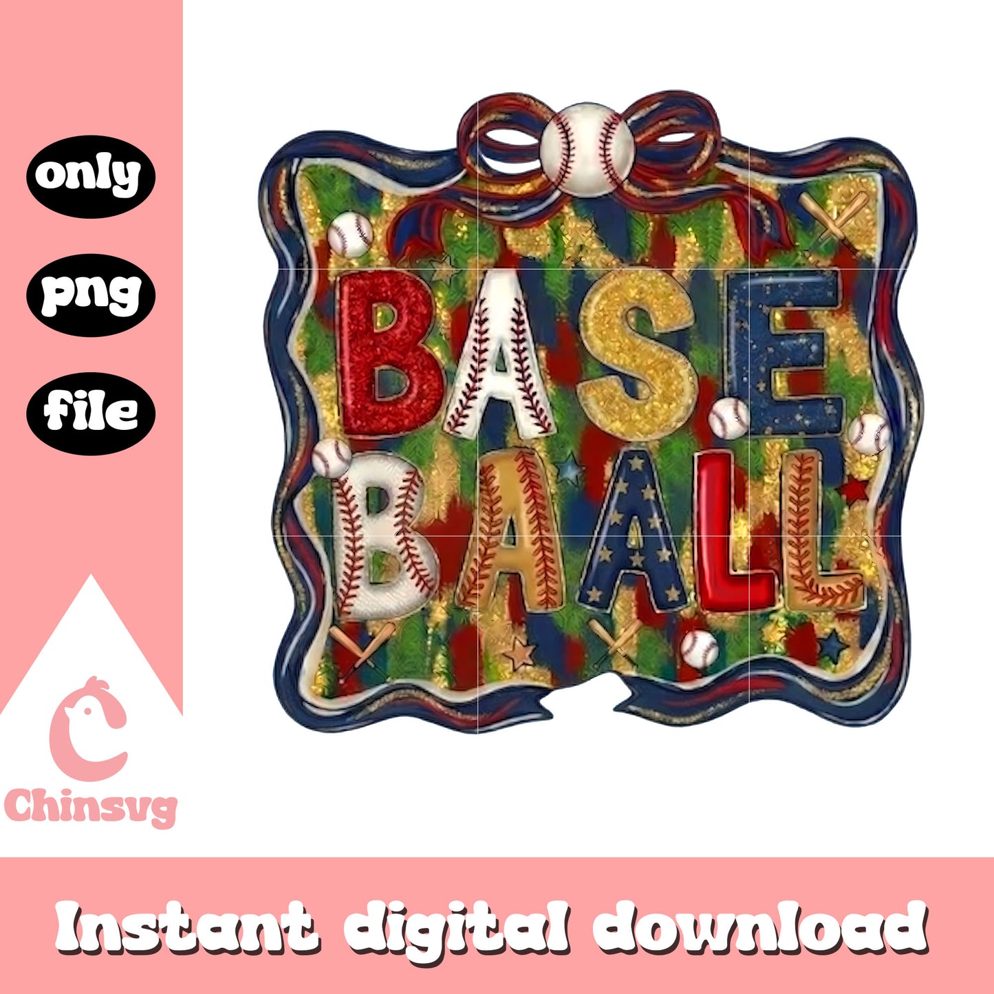 Brushstroke baseball coquette png