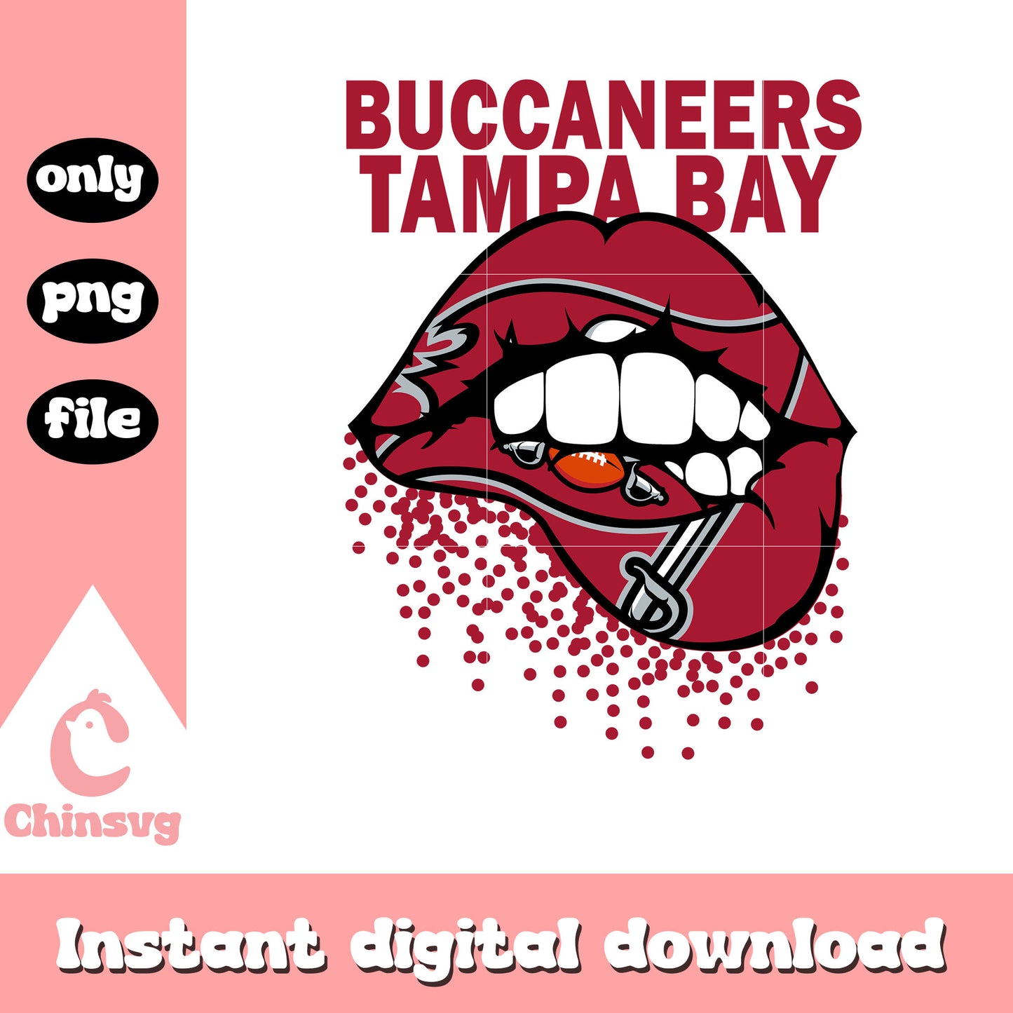 Buccaneers red lips design png, nfl tampa bay buccaneers png