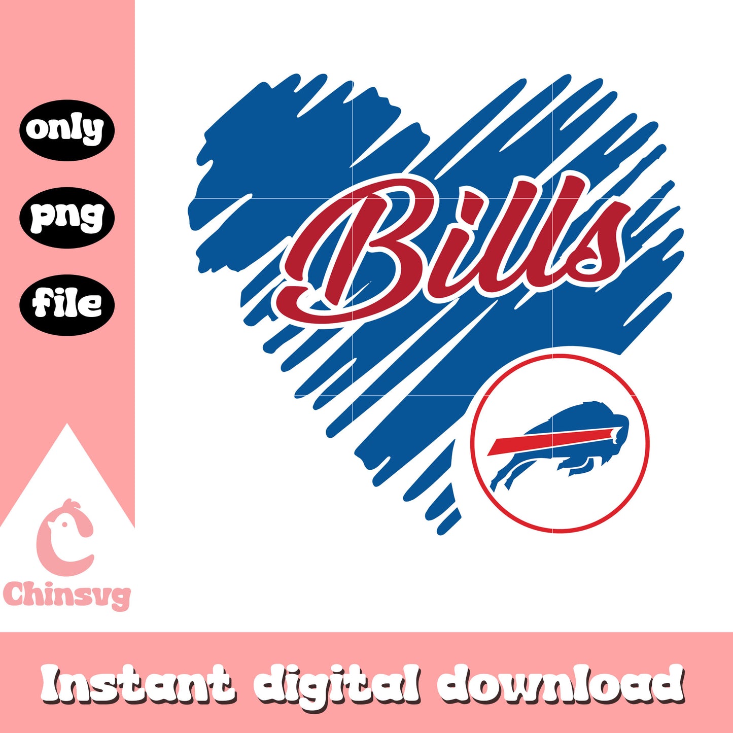 Buffalo bills heart shaped football logo svg, buffalo bills sticker svg