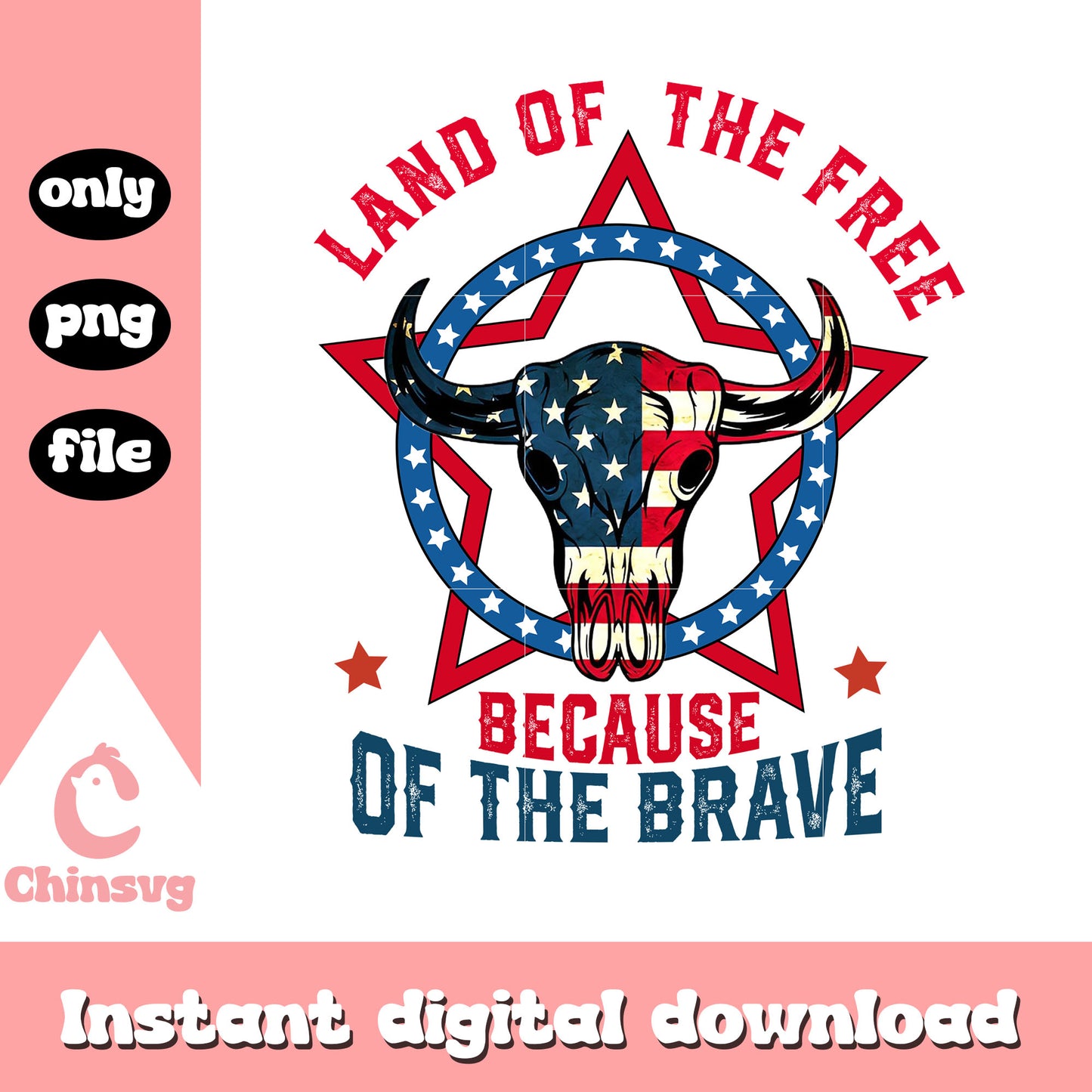 Buffalo skull land of the free because of the brave png, buffalo png