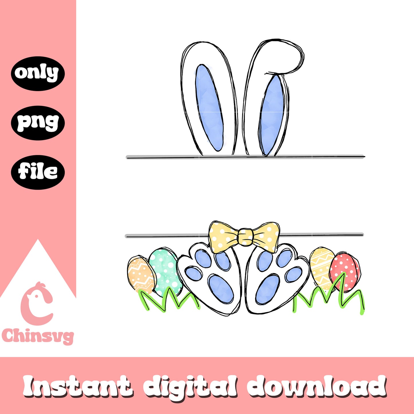 Bunny rabbit ears bluey easter png, cartoon easter bunny png
