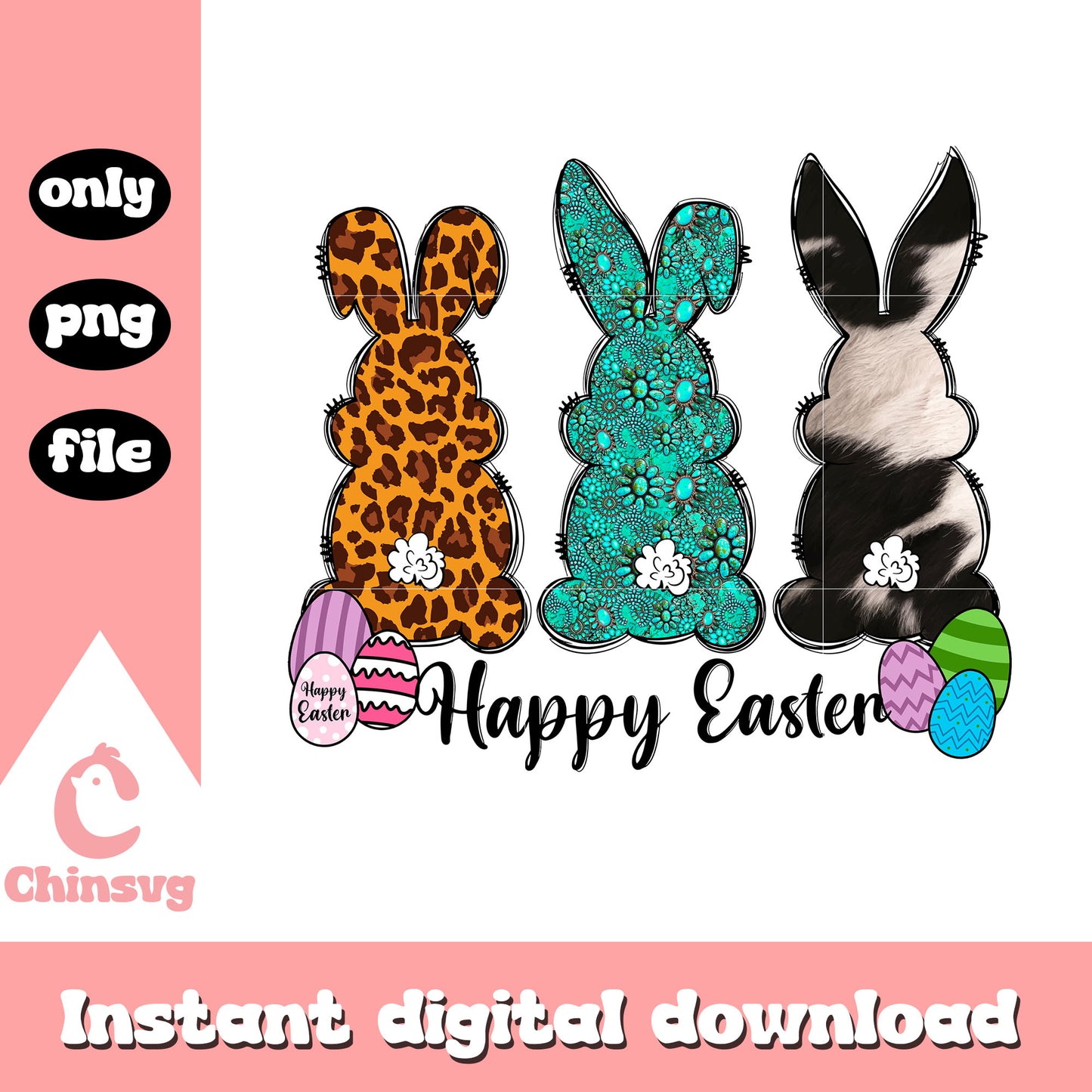 Bunny rabbit happy easter day png, happy easter bunny png