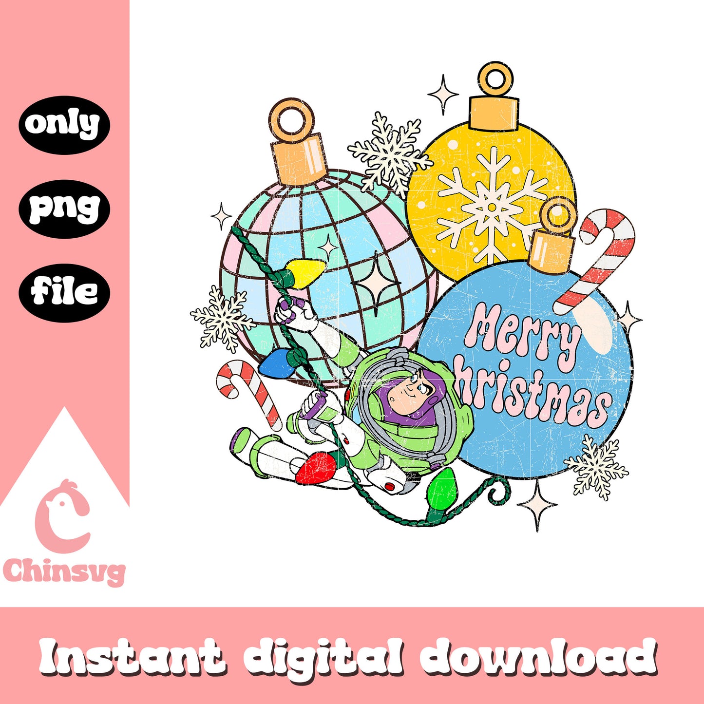 Buzz lightyear merry christmas ornament png, buzz lightyear christmas png