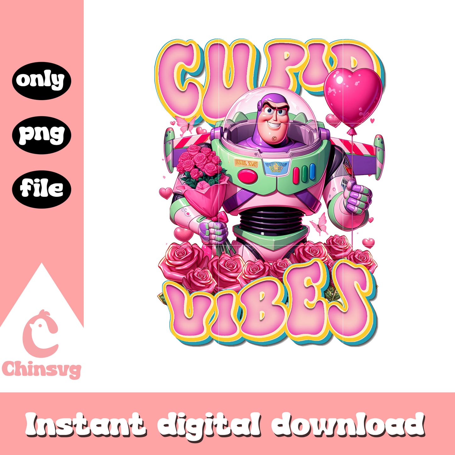 Buzz lightyear cupid vibes valentine png, buzz lightyear valentines png