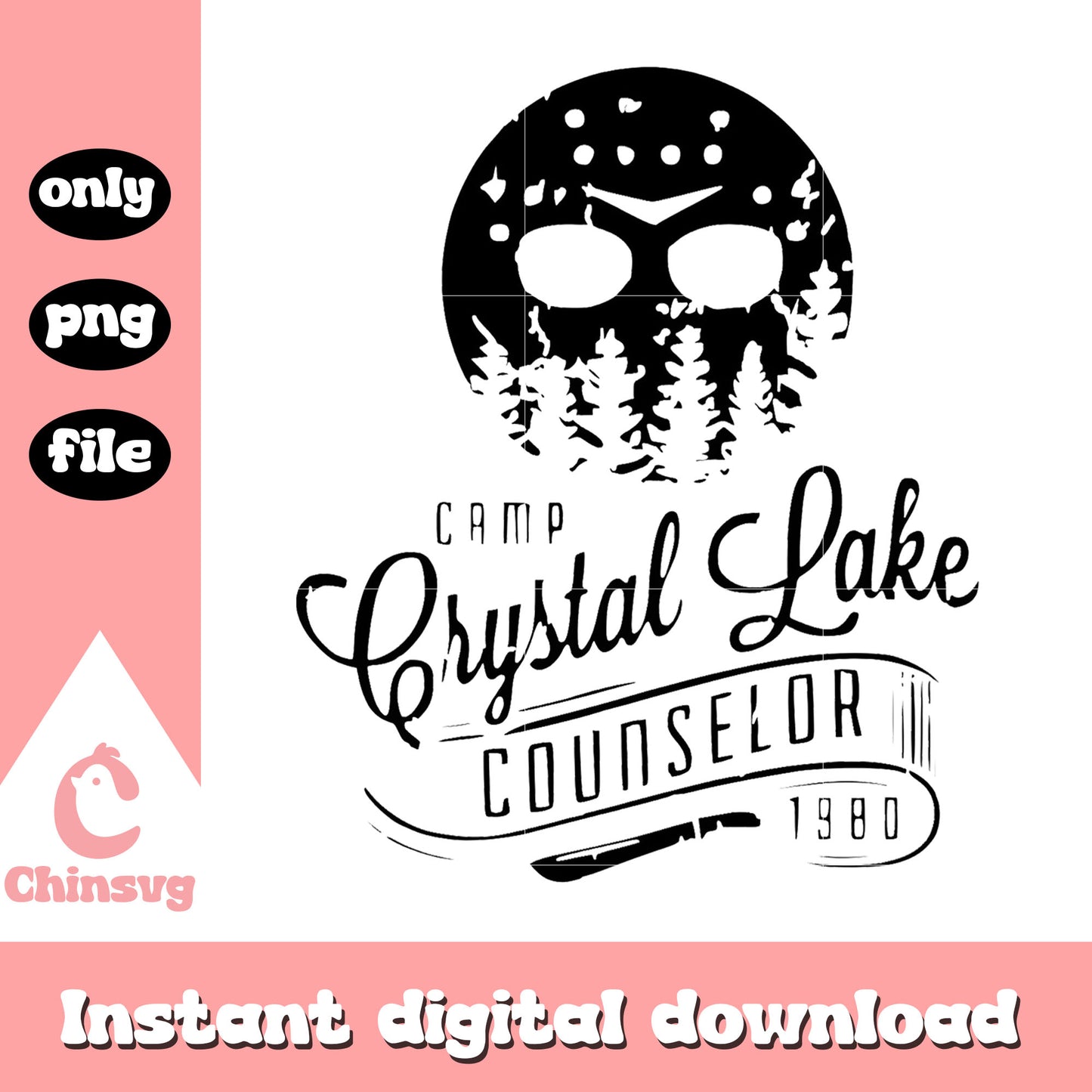 Camp crystal lake counselor 1980 design png, halloween png