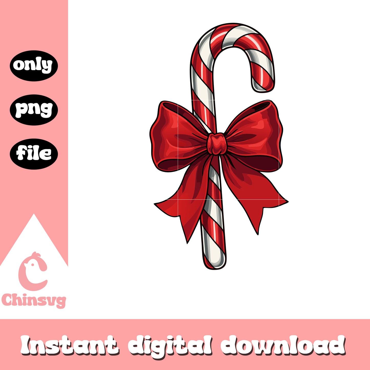 Candy cane and bow christmas design png, candy cane clipart png