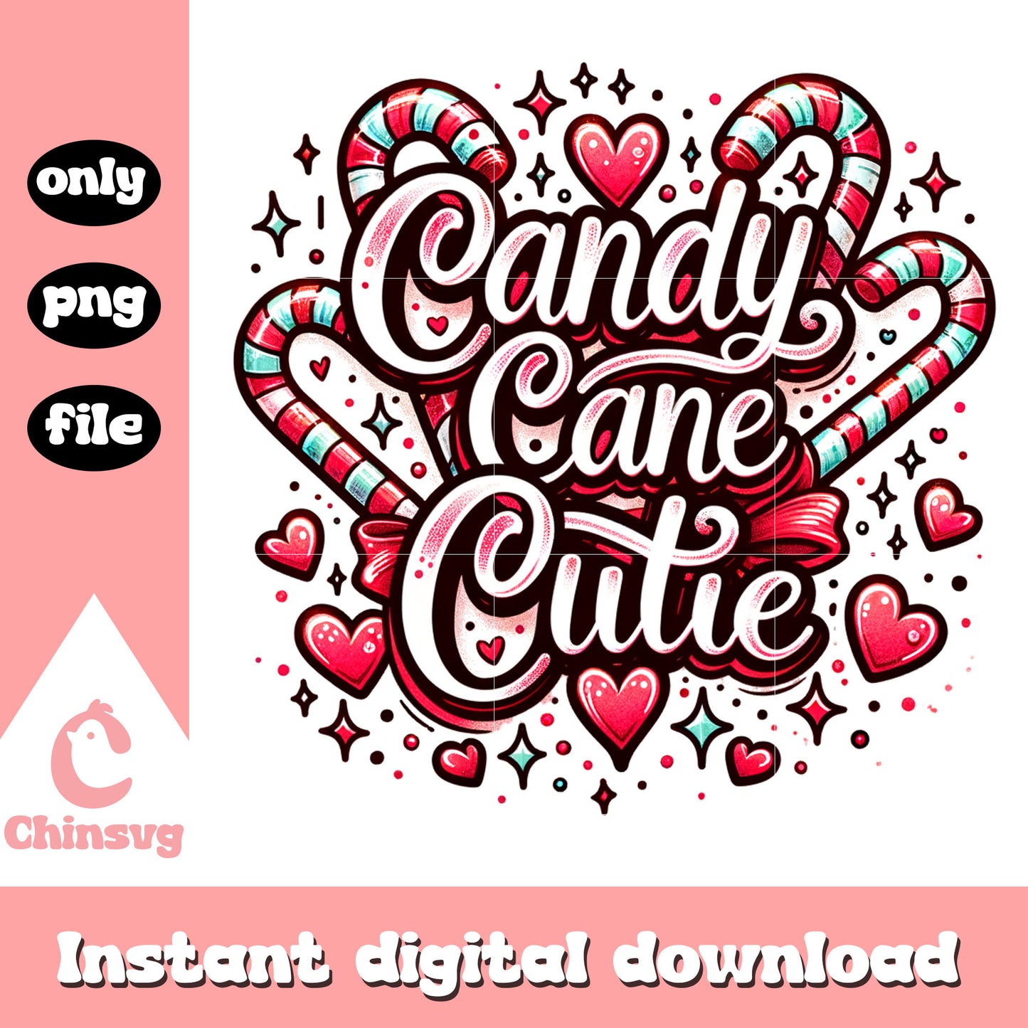 Candy cane cutie christmas design png, candy christmas png