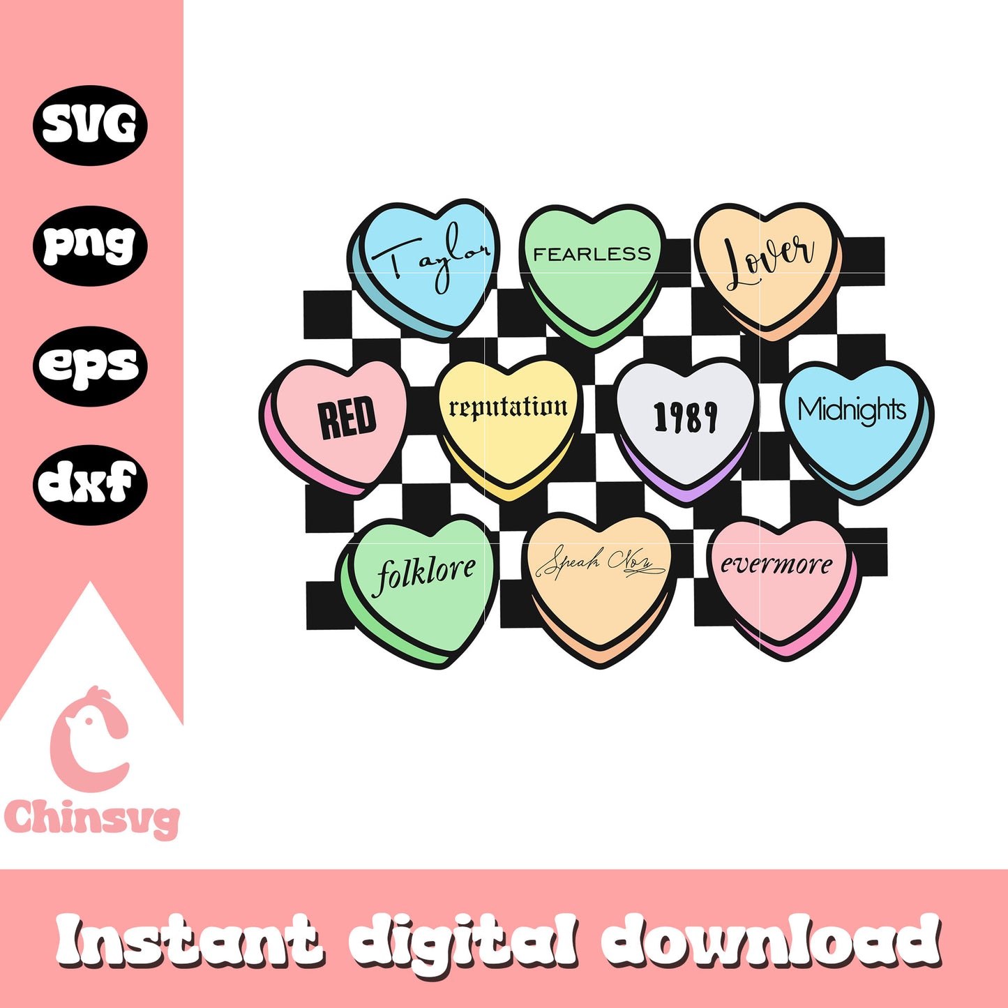 Candy heart Taylor Swift albums svg, Taylor Swift svg, valentine svg