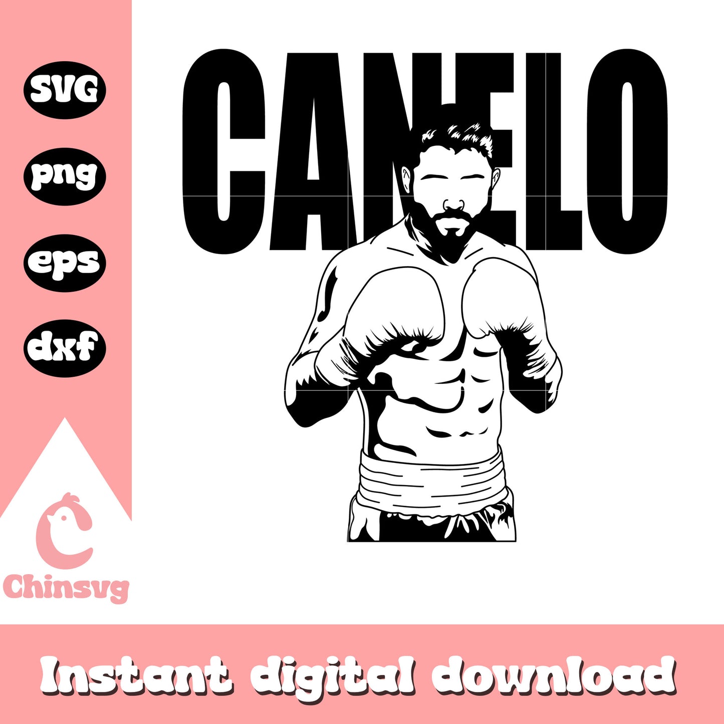 Canelo portrait black white svg