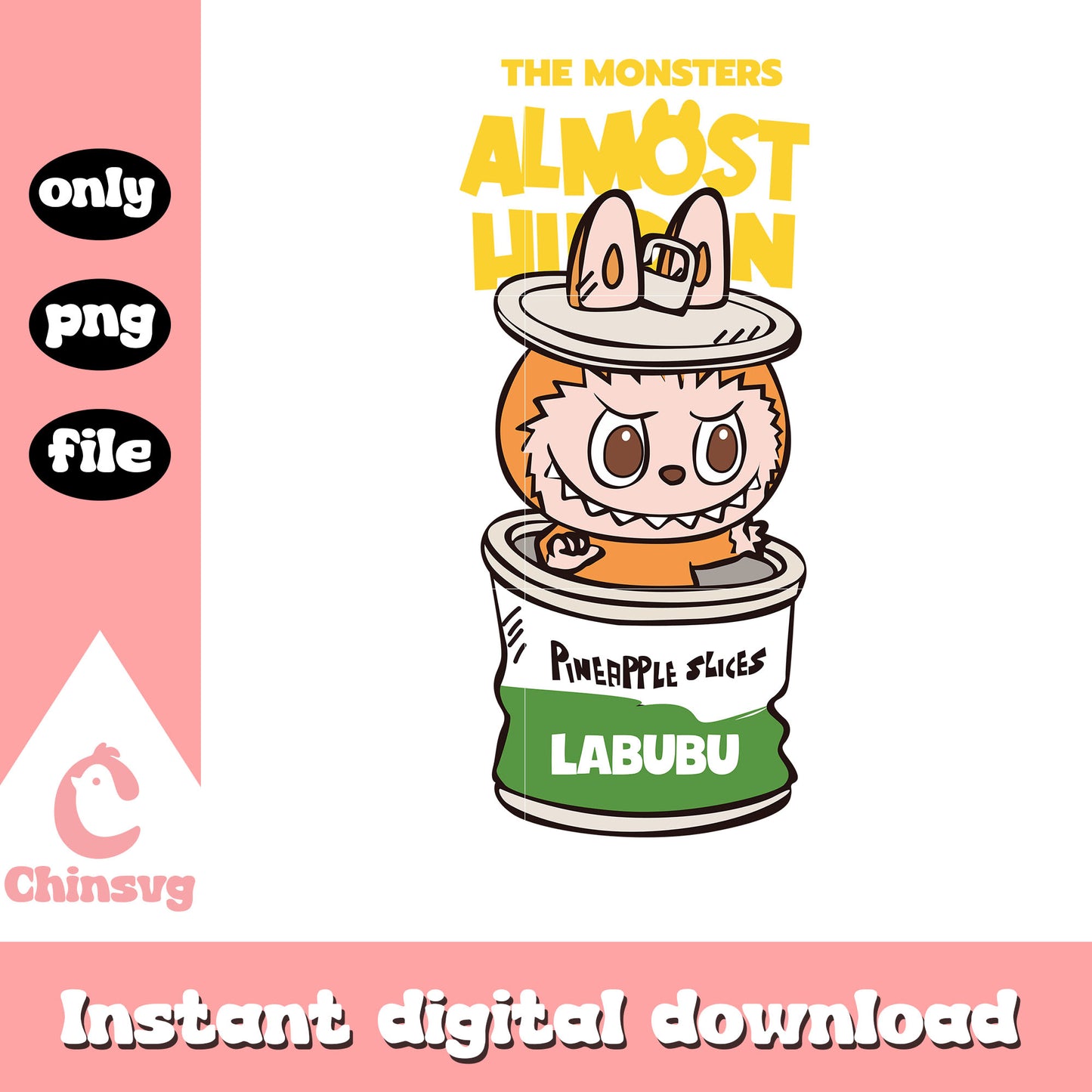 Canned critter labubu clipart design png, monster labubu png