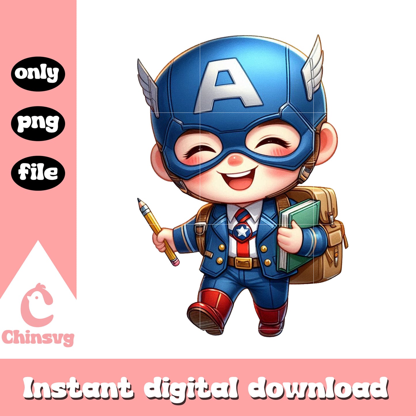 Captain america and marvel bag png, school supplies png