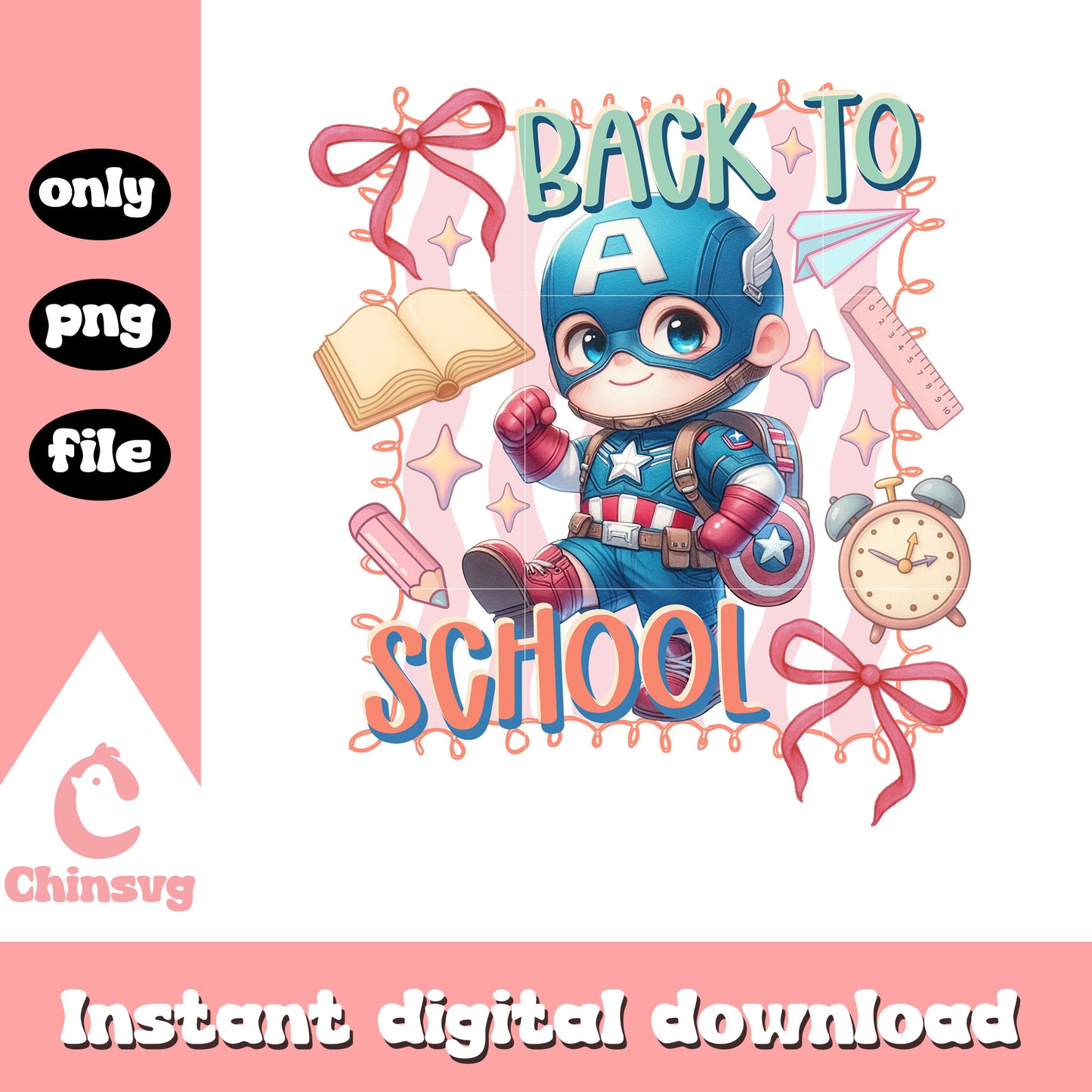 Captain america back to school coquette design png, avengers marvel png
