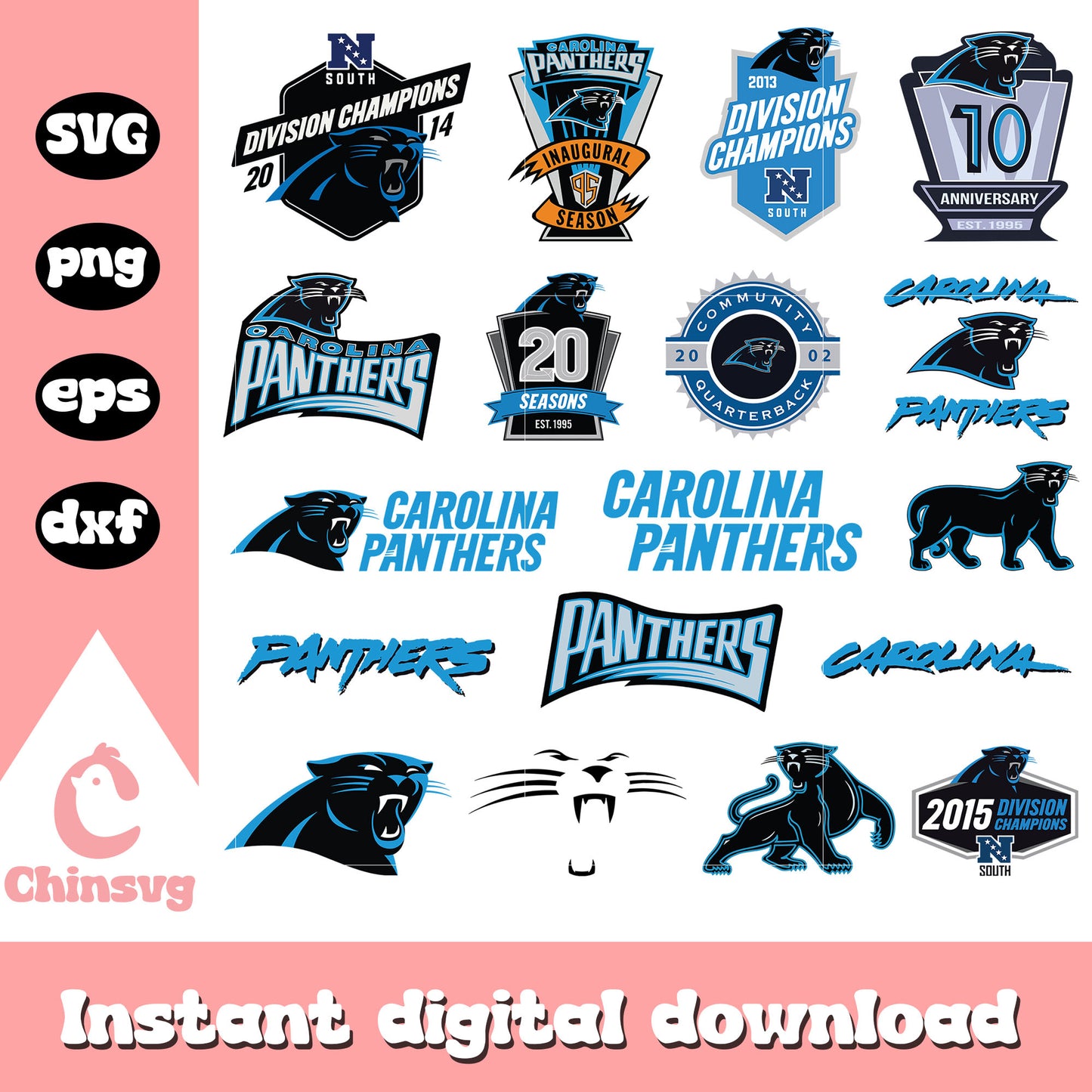 Carolina panthers logo bundle design svg, carolina panthers svg