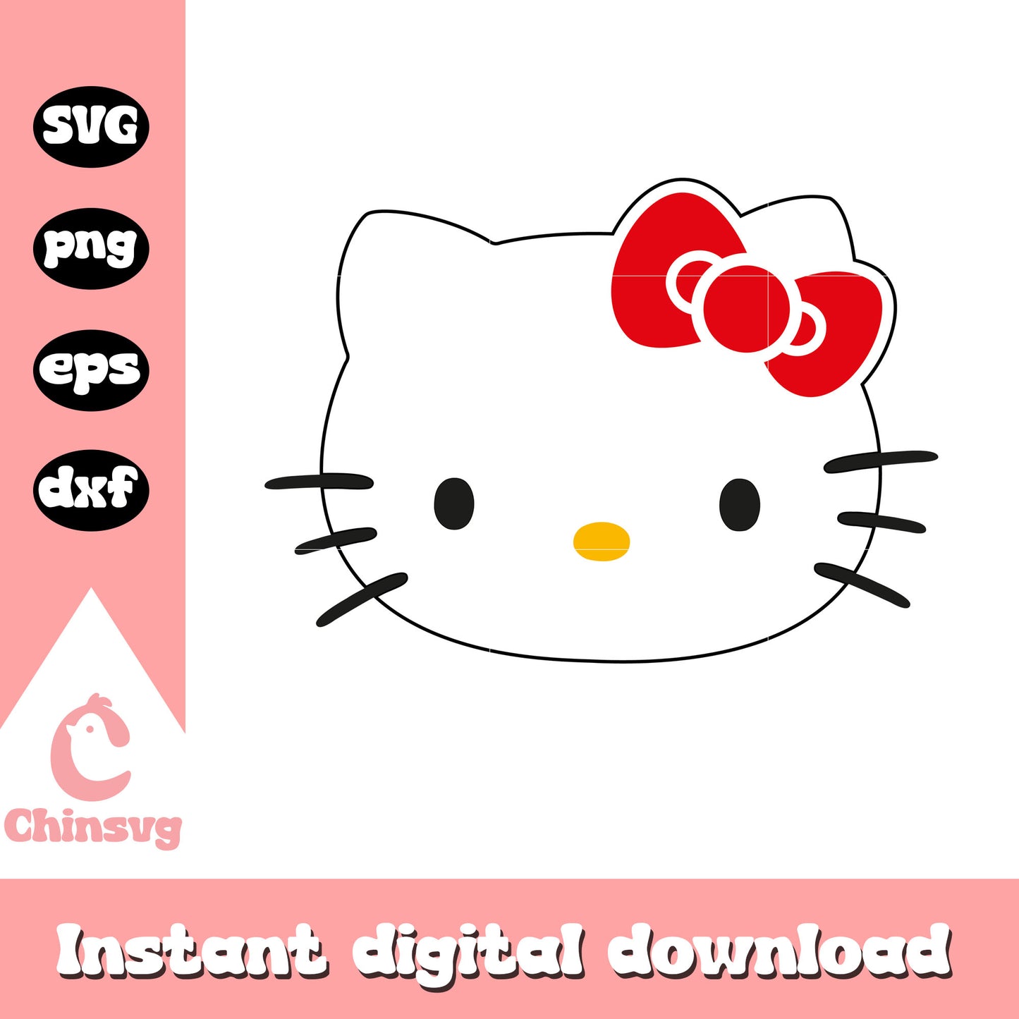 Cartoon hello kitty head red bow tie svg, hello kitty bow tie svg