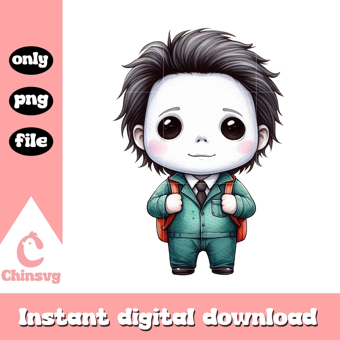 Cartoon michael myers first day on school png, first grade png