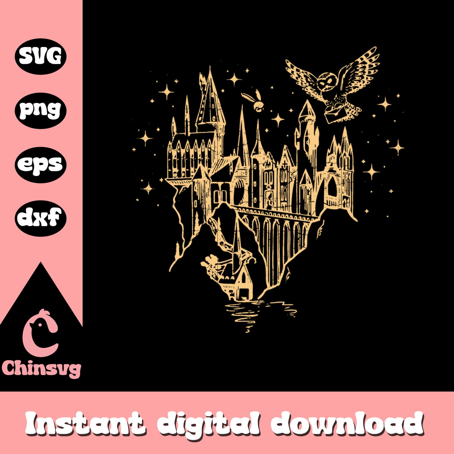 Castle harry potter yellow svg, harry potter castle svg