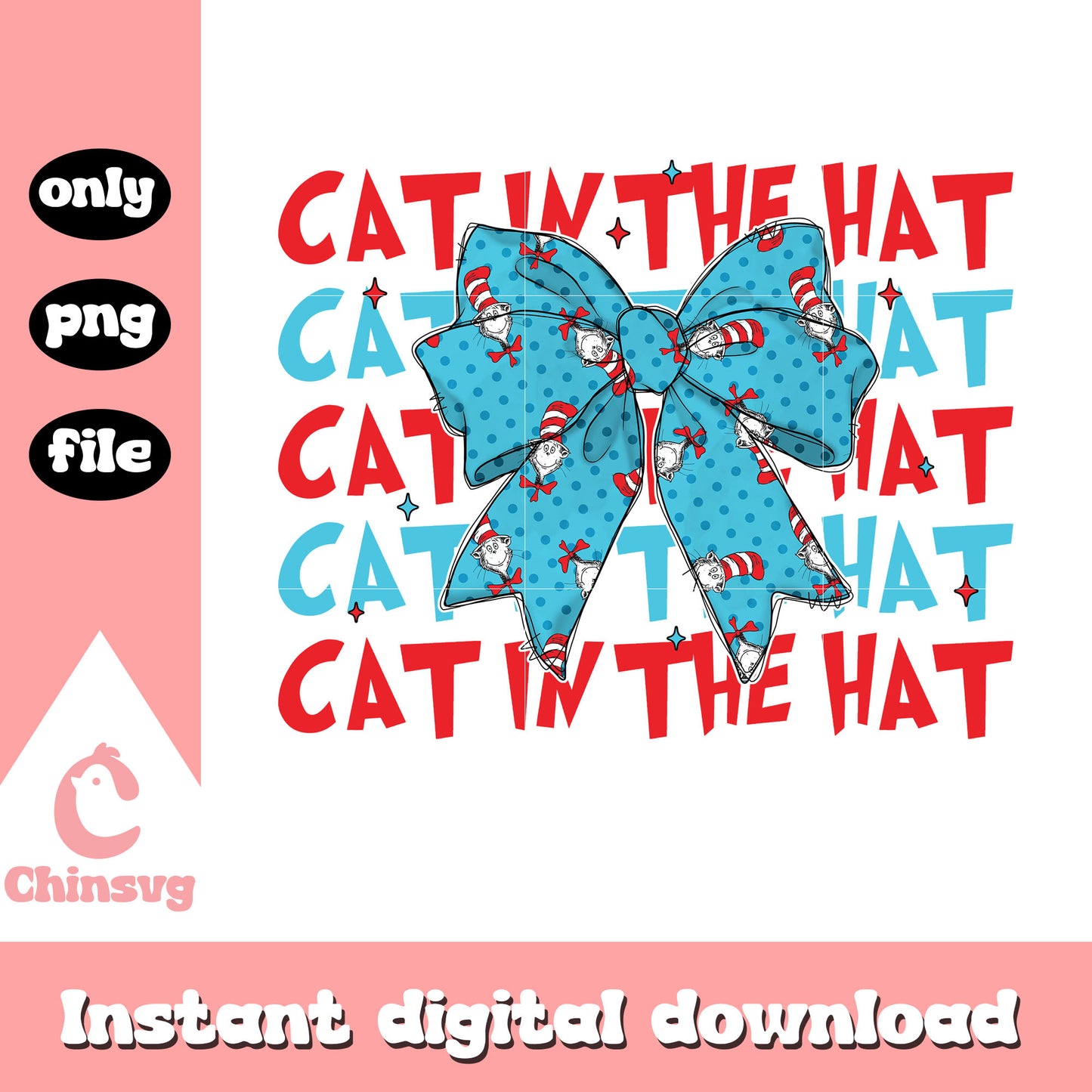 Cat in the hat bow design png, dr seuss characters png, bow png