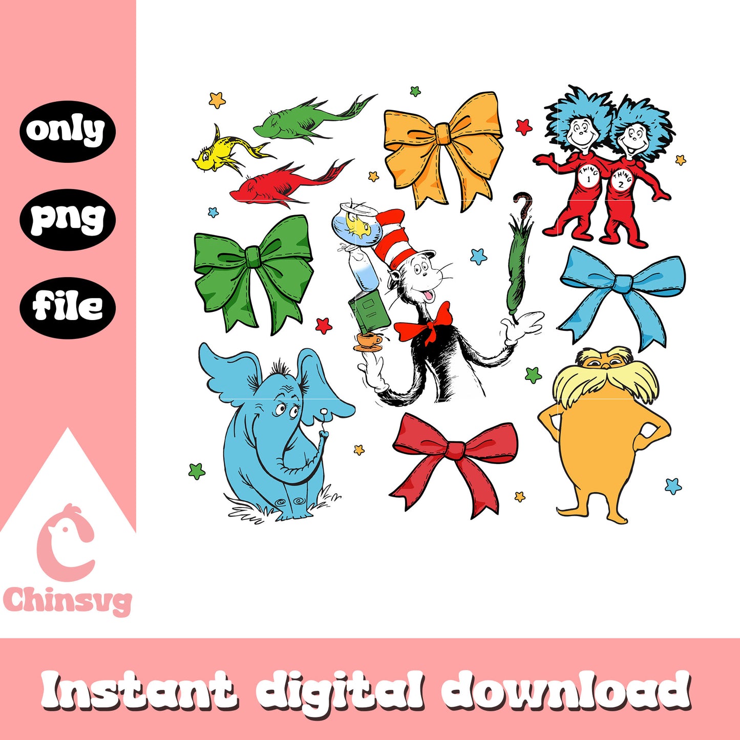 Cat in the hat characters design png, dr seuss png, cartoon png