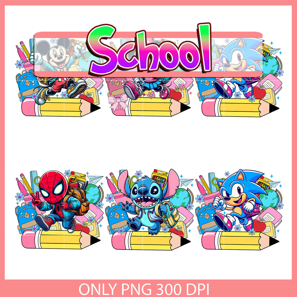 Characters back to school clipart bundle png, back to school season png